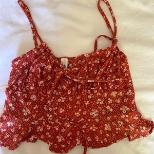 Red floral crop top